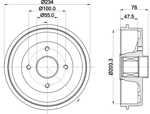 HELLA 8DT 355 303-321 - Tamburo freno autozon.pro