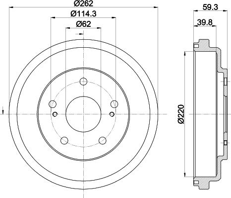 HELLA 8DT 355 303-241 - Tamburo freno autozon.pro