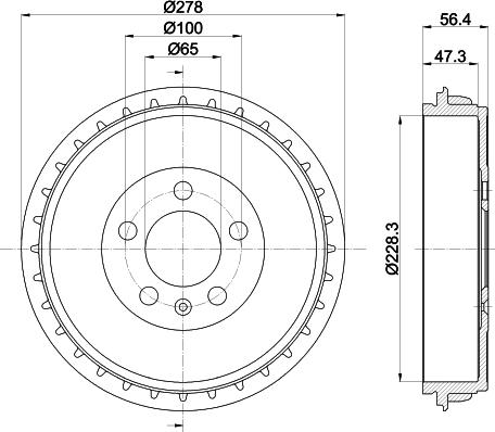 HELLA 8DT 355 303-251 - Tamburo freno autozon.pro