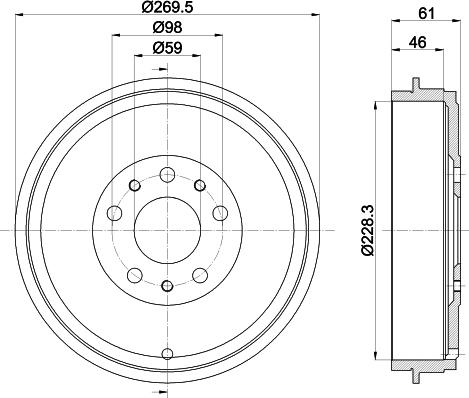 HELLA 8DT 355 303-211 - Tamburo freno autozon.pro