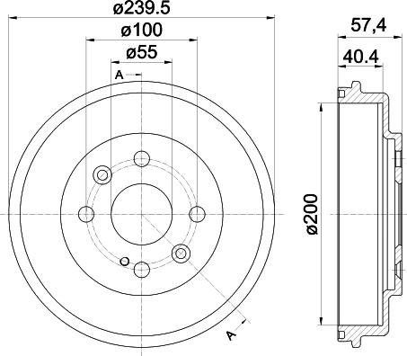 HELLA 8DT 355 302-491 - Tamburo freno autozon.pro