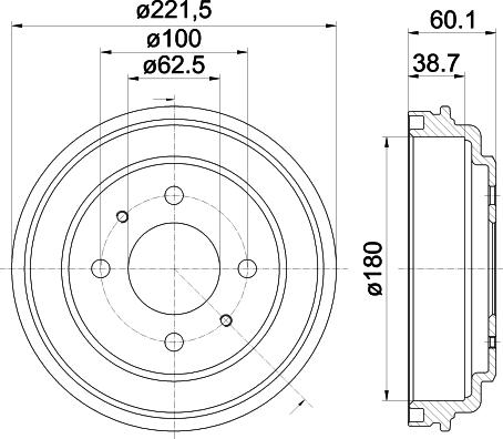 HELLA 8DT 355 302-451 - Tamburo freno autozon.pro