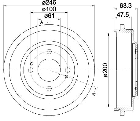 HELLA 8DT 355 302-401 - Tamburo freno autozon.pro