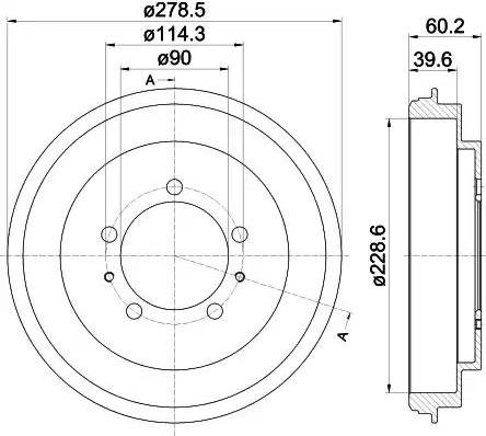 HELLA 8DT 355 302-431 - Tamburo freno autozon.pro