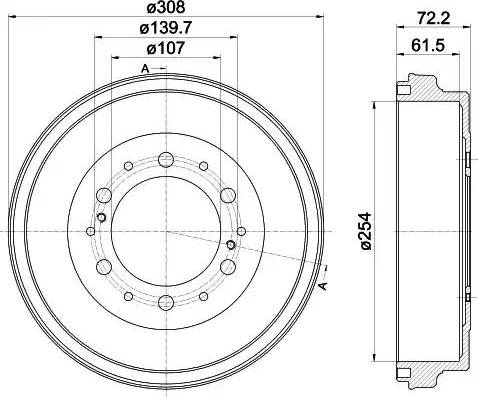 HELLA 8DT 355 302-541 - Tamburo freno autozon.pro