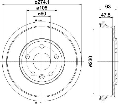 HELLA 8DT 355 302-601 - Tamburo freno autozon.pro