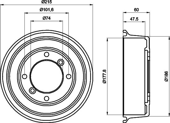 HELLA 8DT 355 302-041 - Tamburo freno autozon.pro