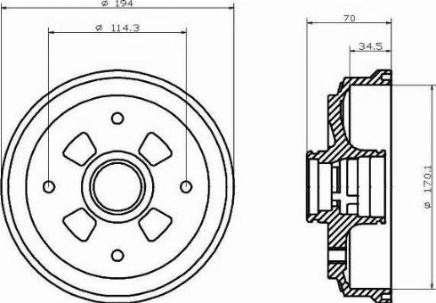 HELLA 8DT 355 302-001 - Tamburo freno autozon.pro