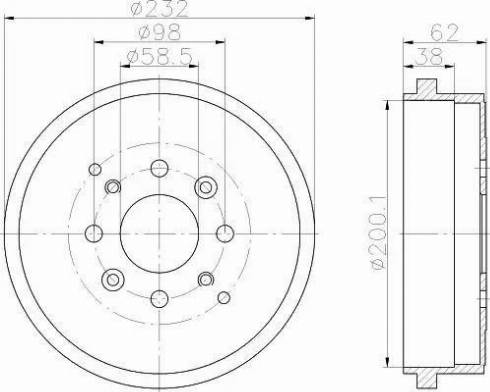 HELLA 8DT 355 302-241 - Tamburo freno autozon.pro