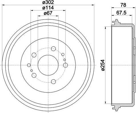 HELLA 8DT 355 302-201 - Tamburo freno autozon.pro