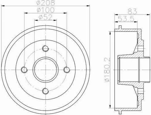 HELLA 8DT 355 302-231 - Tamburo freno autozon.pro