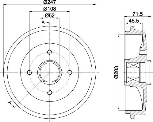 HELLA 8DT 355 302-791 - Tamburo freno autozon.pro