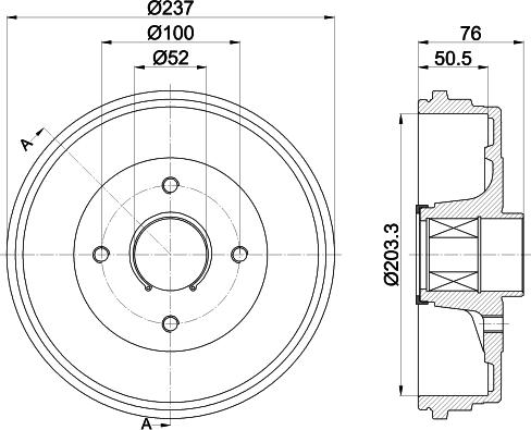 HELLA 8DT 355 302-761 - Tamburo freno autozon.pro