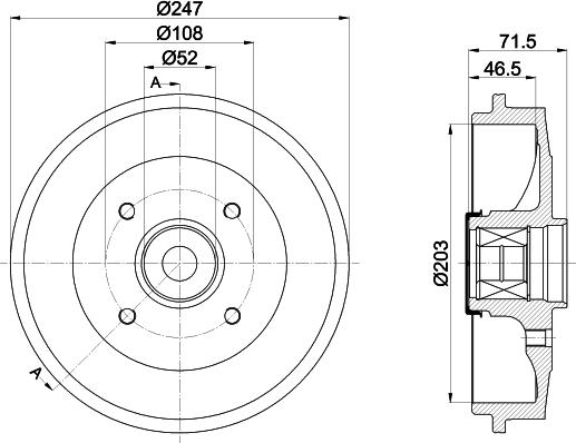 HELLA 8DT 355 302-781 - Tamburo freno autozon.pro