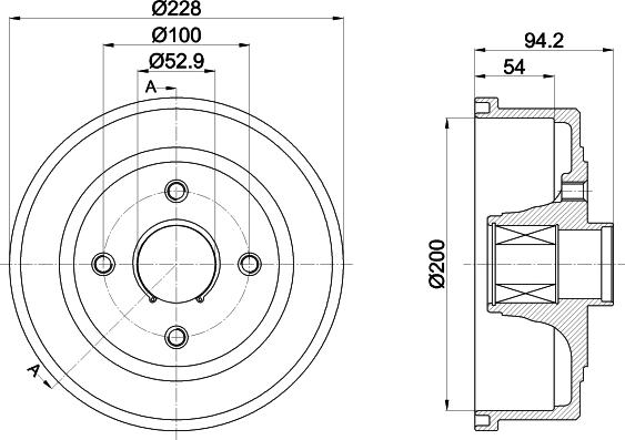 HELLA 8DT 355 302-731 - Tamburo freno autozon.pro