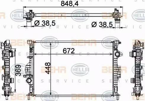 HELLA 8MK 376 787-121 - Radiatore, Raffreddamento motore autozon.pro