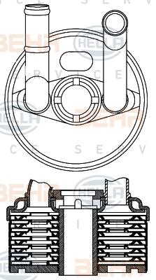 HELLA 8MO 376 797-001 - Radiatore olio, Cambio automatico autozon.pro