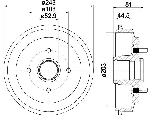 HELLA PAGID 8DT 355 300-601 - Tamburo freno autozon.pro