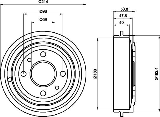 HELLA PAGID 8DT 355 300-081 - Tamburo freno autozon.pro