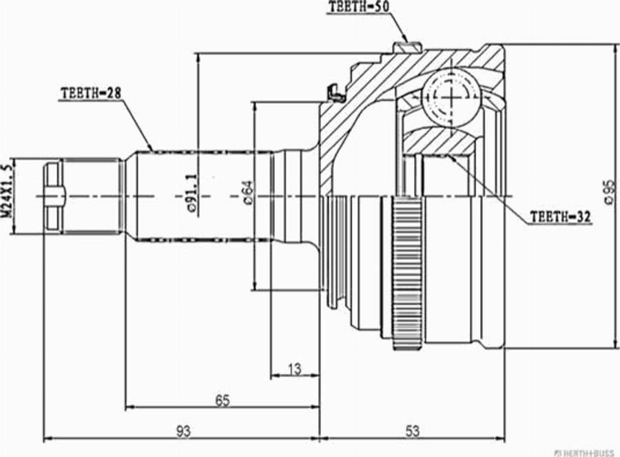 Herth+Buss Jakoparts J2824130 - Kit giunti, Semiasse autozon.pro