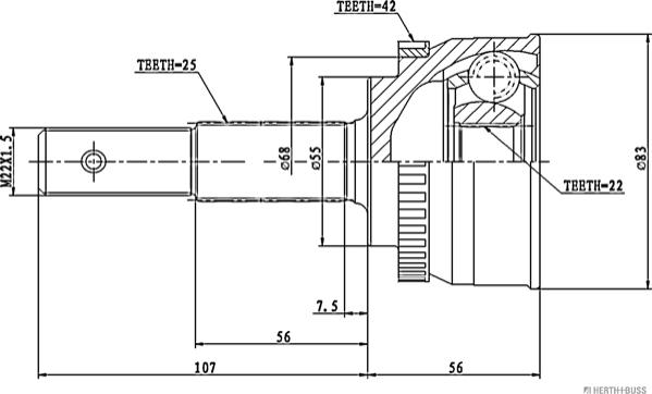 Herth+Buss Jakoparts J2821128 - Kit giunti, Semiasse autozon.pro