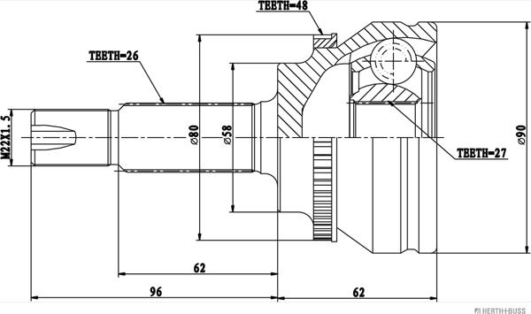 Herth+Buss Jakoparts J2822140 - Kit giunti, Semiasse autozon.pro