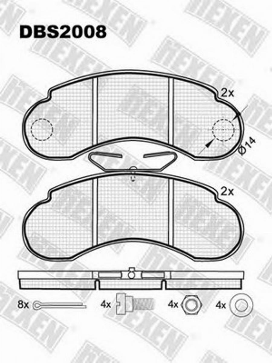 Hexen DBS2008 - Kit pastiglie freno, Freno a disco autozon.pro