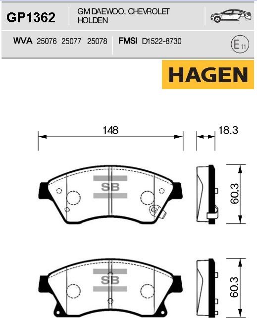 Hi-Q GP1362 - Kit pastiglie freno, Freno a disco autozon.pro