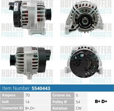 Hoffer H5540443 - Alternatore autozon.pro