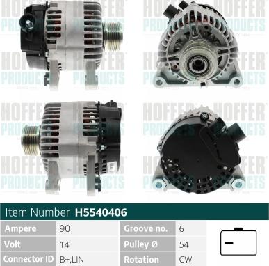 Hoffer H5540406 - Alternatore autozon.pro