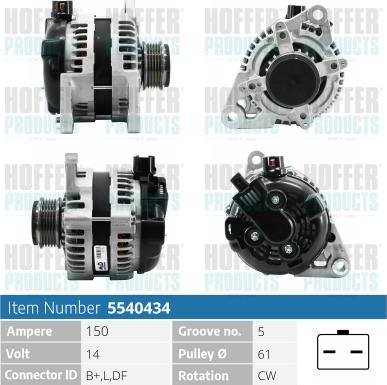 Hoffer H5540434 - Alternatore autozon.pro