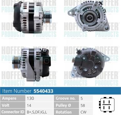 Hoffer H5540433 - Alternatore autozon.pro