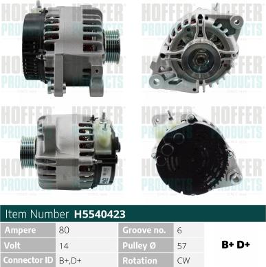 Hoffer H5540423 - Alternatore autozon.pro