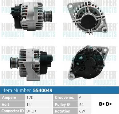 Hoffer H5540049 - Alternatore autozon.pro