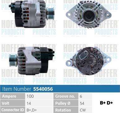 Hoffer H5540056 - Alternatore autozon.pro