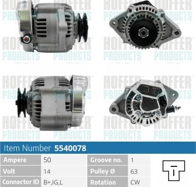 Hoffer H5540078 - Alternatore autozon.pro