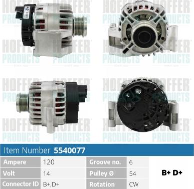 Hoffer H5540077 - Alternatore autozon.pro