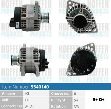 Hoffer H5540140 - Alternatore autozon.pro