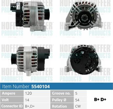 Hoffer H5540104 - Alternatore autozon.pro