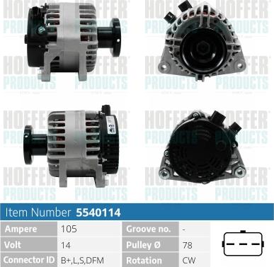 Hoffer H5540114 - Alternatore autozon.pro