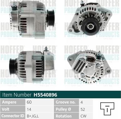 Hoffer H5540896 - Alternatore autozon.pro