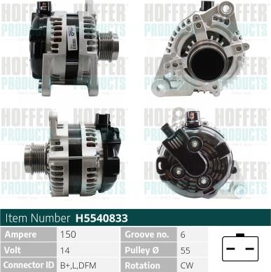 Hoffer H5540833 - Alternatore autozon.pro