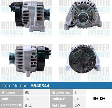 Hoffer H5540344 - Alternatore autozon.pro