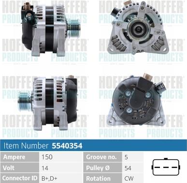 Hoffer H5540354 - Alternatore autozon.pro