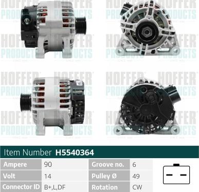 Hoffer H5540364 - Alternatore autozon.pro