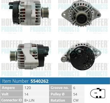 Hoffer H5540262 - Alternatore autozon.pro