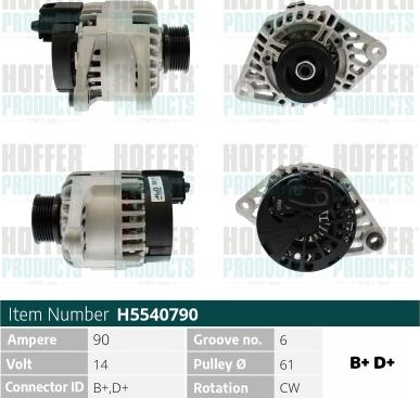 Hoffer H5540790 - Alternatore autozon.pro