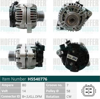 Hoffer H5540776 - Alternatore autozon.pro