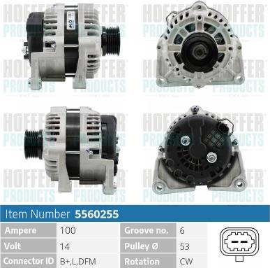 Hoffer H5560255 - Alternatore autozon.pro