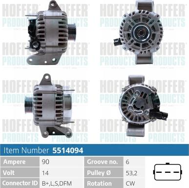 Hoffer H5514094 - Alternatore autozon.pro